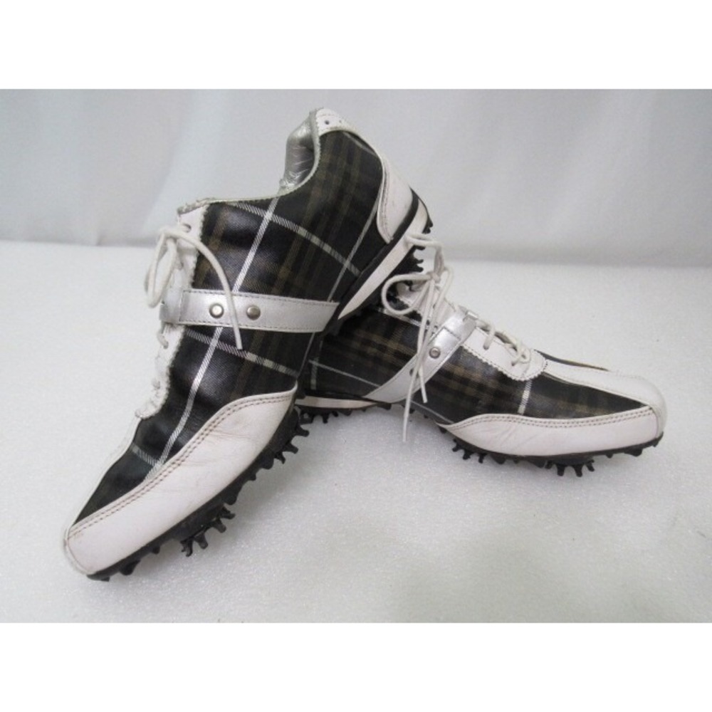 Footjoy LoPro Series 97166 Green Plaid Print Womens Golf Shoes Spikes Leather 7M